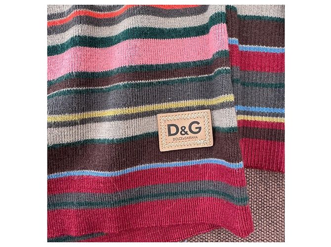 Dolce & Gabbana Maglione a righe in misto lana Marrone Rosa Rosso Blu Grigio Crudo Giallo - vista 6