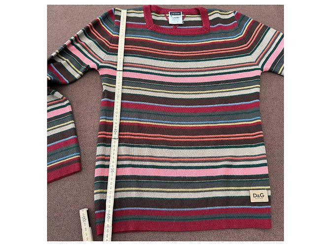 Dolce & Gabbana Maglione a righe in misto lana Marrone Rosa Rosso Blu Grigio Crudo Giallo - vista 8