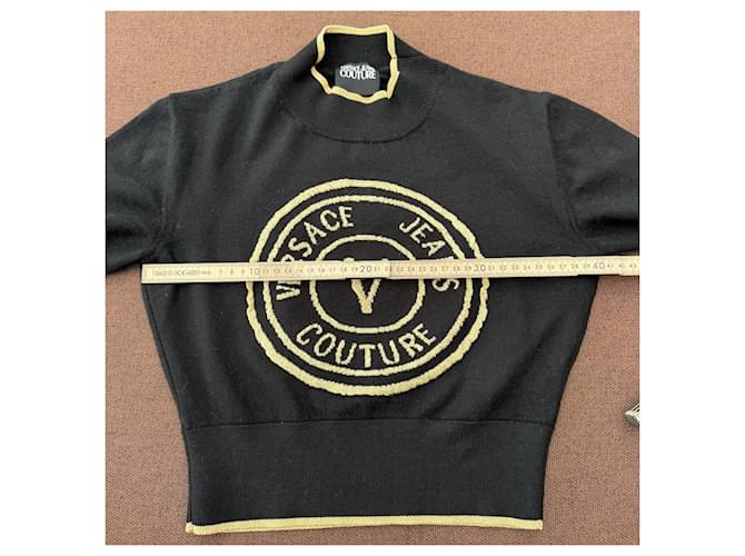 Kurzer Strickpullover in Schwarz Versace Jeans Couture - Ansicht 6