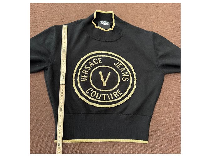 Kurzer Strickpullover in Schwarz Versace Jeans Couture - Ansicht 7