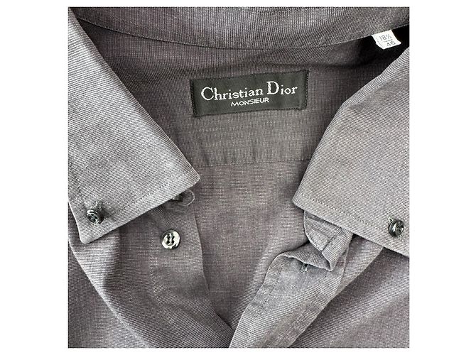 Christian Dior Monsieur Camicia in cotone grigio - vista 3