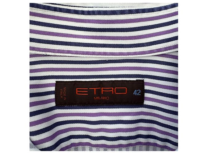 Etro Gestreiftes Baumwollhemd Weiß Blau - Ansicht 3