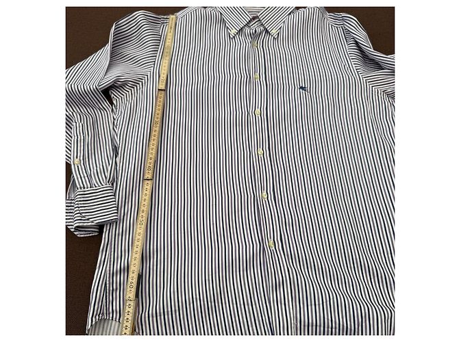 Etro Gestreiftes Baumwollhemd Weiß Blau - Ansicht 5