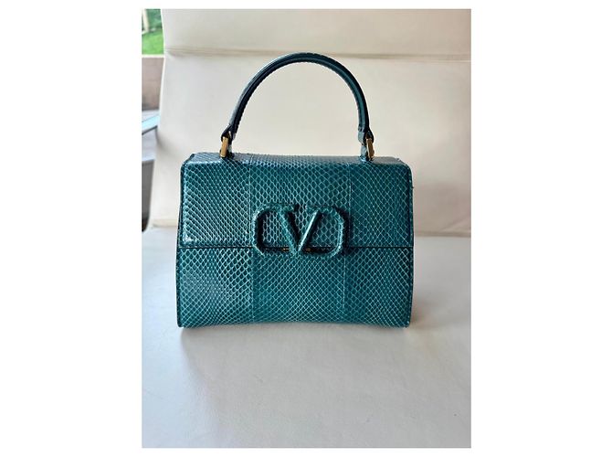 Valentino Garavani Handtasche aus blauer Pythonhaut - Ansicht 2