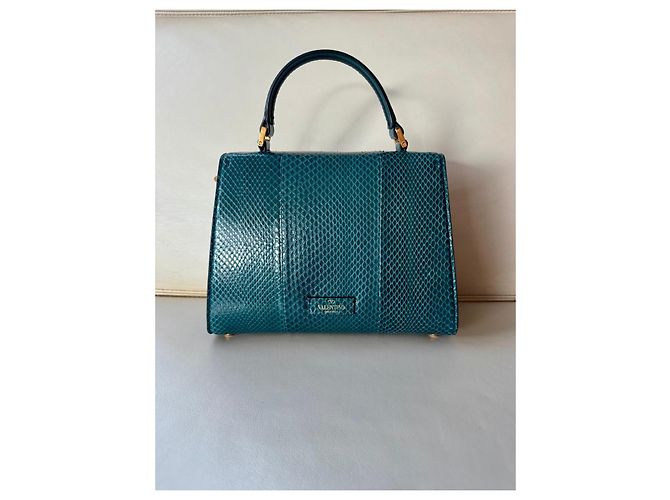 Valentino Garavani Handtasche aus blauer Pythonhaut - Ansicht 3