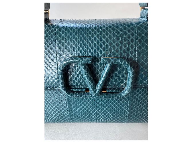 Valentino Garavani Handtasche aus blauer Pythonhaut - Ansicht 7