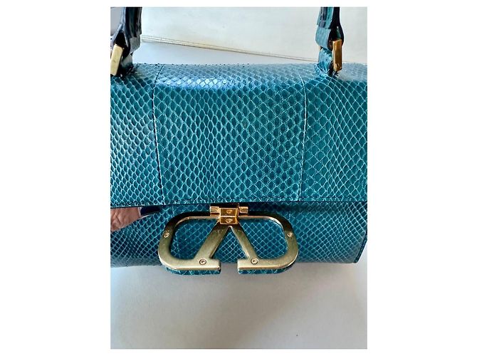 Valentino Garavani Handtasche aus blauer Pythonhaut - Ansicht 9