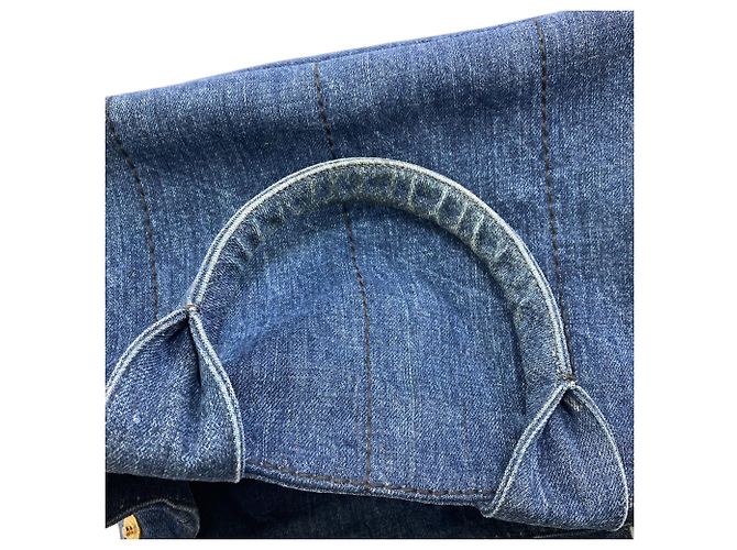 Borsa Tote Prada Canapa Denim Blu - vista 12