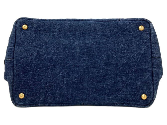 Borsa Tote Prada Canapa Denim Blu - vista 4