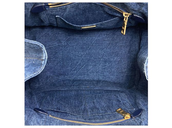 Borsa Tote Prada Canapa Denim Blu - vista 5
