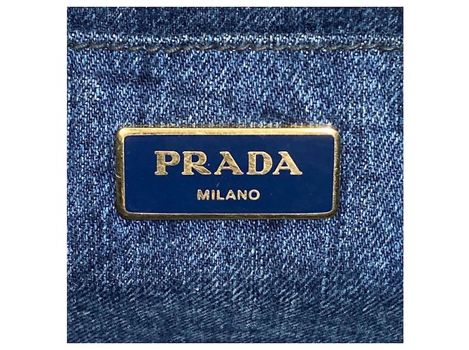 Borsa Tote Prada Canapa Denim Blu - vista 6