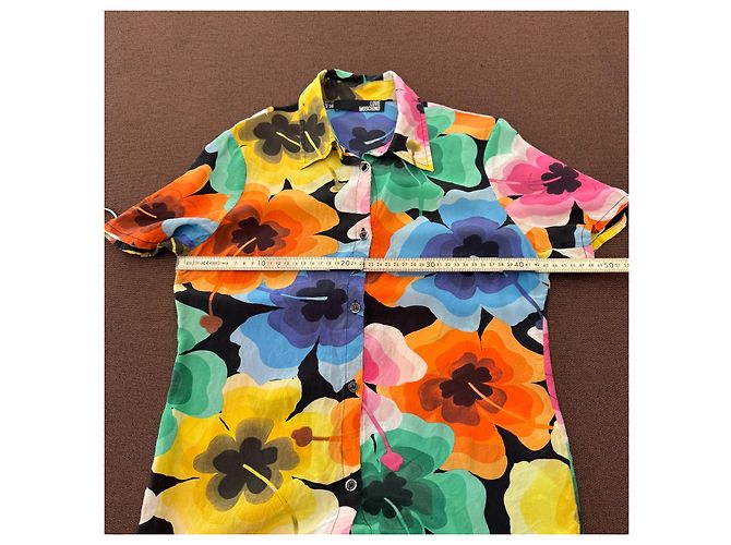 Love Moschino Camicia a maniche corte floreale Nero Rosa Blu Multicolore Verde Arancione Giallo - vista 4
