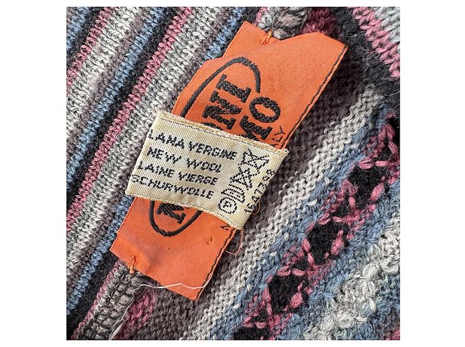 Missoni Uomo Mehrfarbiger Gestreifter Wollpullover Schwarz Pink Weiß Blau Grau - Ansicht 4