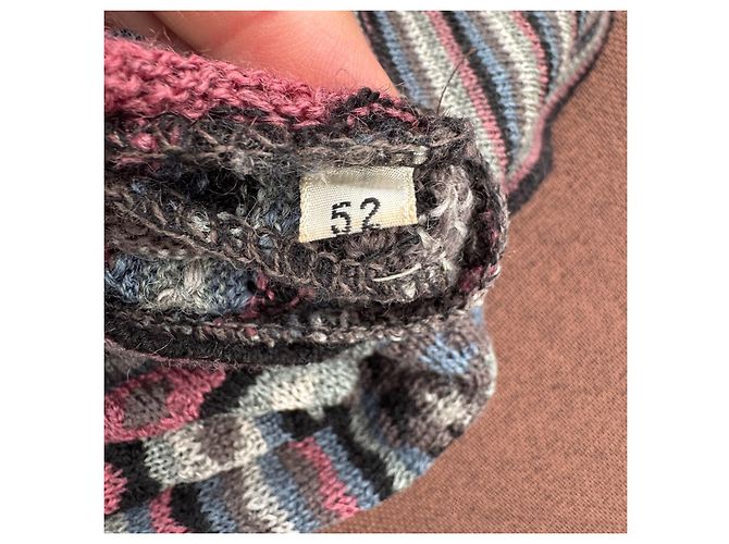 Missoni Uomo Mehrfarbiger Gestreifter Wollpullover Schwarz Pink Weiß Blau Grau - Ansicht 5