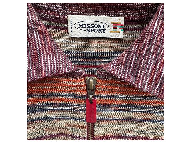 Missoni Sport mehrfarbig gestreifter Strickpullover mit Reißverschluss Braun Rot Blau Mehrfarben Beige - Ansicht 2