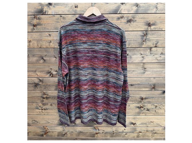 Missoni Sport mehrfarbig gestreifter Strickpullover mit Reißverschluss Braun Rot Blau Mehrfarben Beige - Ansicht 3