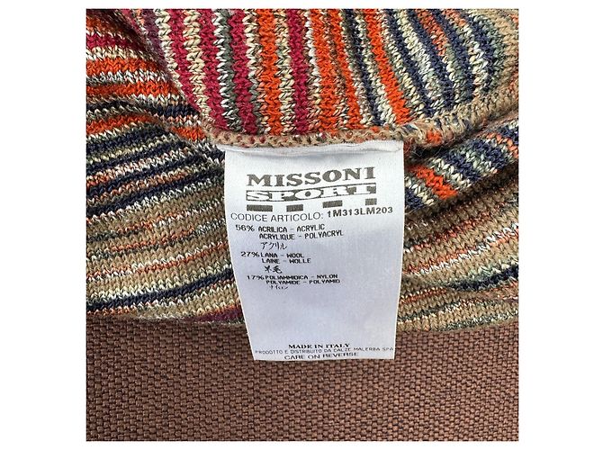 Missoni Sport mehrfarbig gestreifter Strickpullover mit Reißverschluss Braun Rot Blau Mehrfarben Beige - Ansicht 5