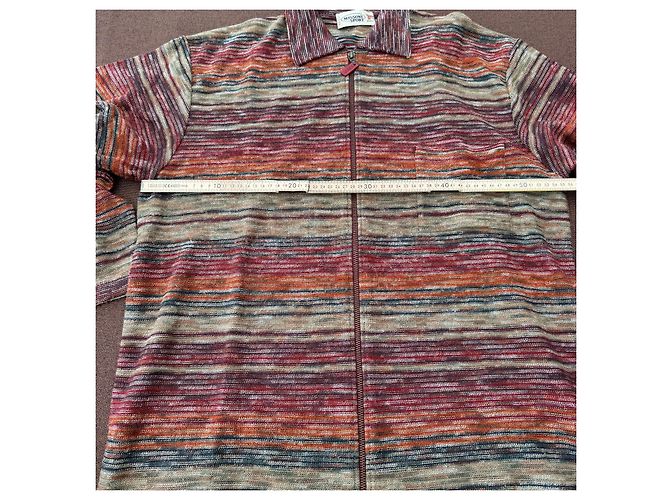 Missoni Sport mehrfarbig gestreifter Strickpullover mit Reißverschluss Braun Rot Blau Mehrfarben Beige - Ansicht 6