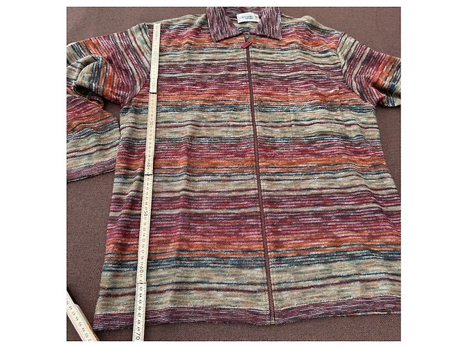 Missoni Sport mehrfarbig gestreifter Strickpullover mit Reißverschluss Braun Rot Blau Mehrfarben Beige - Ansicht 7