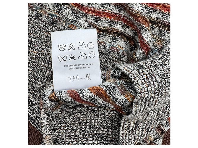 Missoni Sport V-Ausschnitt Pullover Braun Schwarz Weiß Rot Grau - Ansicht 5