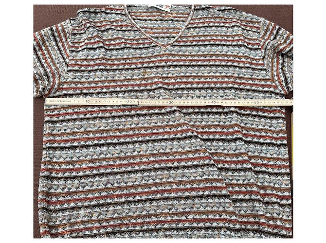 Missoni Sport V-Ausschnitt Pullover Braun Schwarz Weiß Rot Grau - Ansicht 7