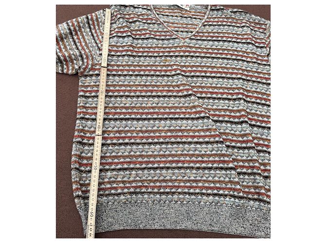 Missoni Sport V-Ausschnitt Pullover Braun Schwarz Weiß Rot Grau - Ansicht 8
