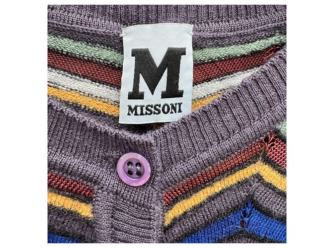 M Missoni Chevron Strick-Cardigan Multicolour Mehrfarben Dunkelviolett - Ansicht 2