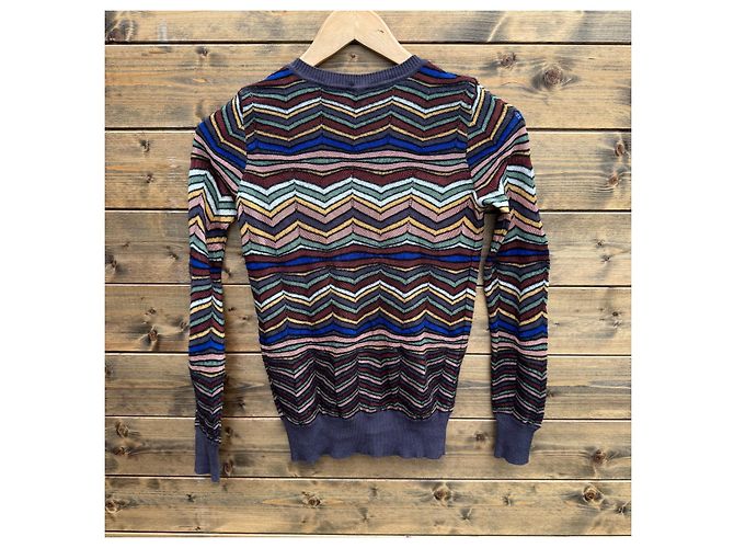 M Missoni Chevron Strick-Cardigan Multicolour Mehrfarben Dunkelviolett - Ansicht 3