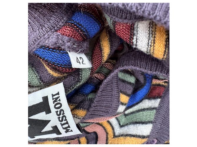 M Missoni Chevron Strick-Cardigan Multicolour Mehrfarben Dunkelviolett - Ansicht 4