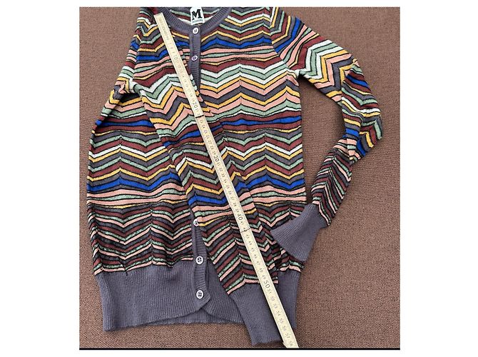 M Missoni Chevron Strick-Cardigan Multicolour Mehrfarben Dunkelviolett - Ansicht 9