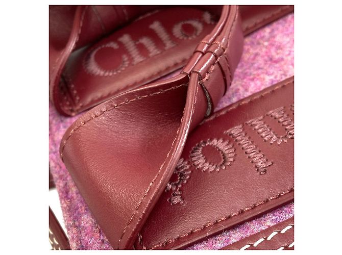 Borsa 2-Way Chloé Woody Mini Rosa Bordò - vista 10