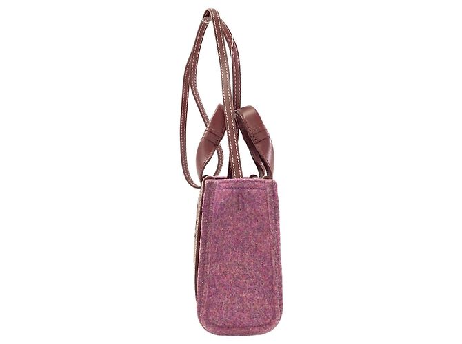 Borsa 2-Way Chloé Woody Mini Rosa Bordò - vista 3