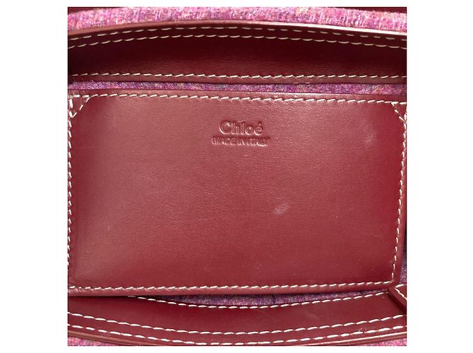 Borsa 2-Way Chloé Woody Mini Rosa Bordò - vista 6