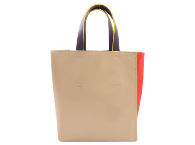 Borsa a 2 vie in pelle Marni Rosso Beige - vista 3