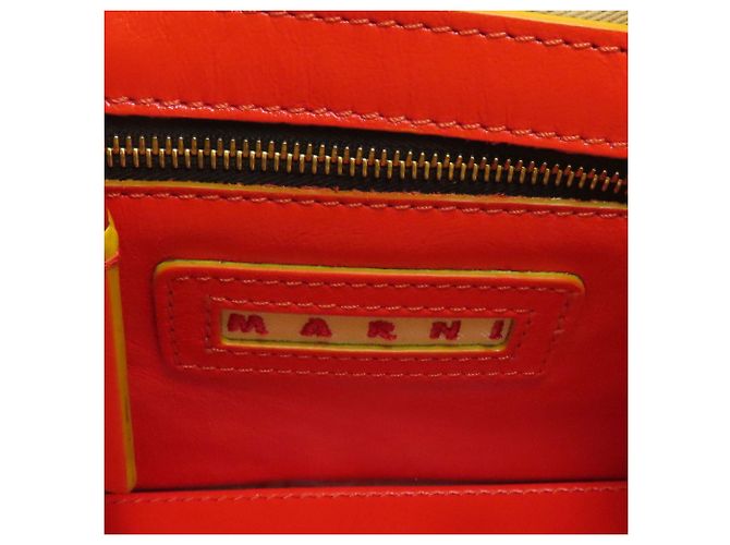 Borsa a 2 vie in pelle Marni Rosso Beige - vista 6