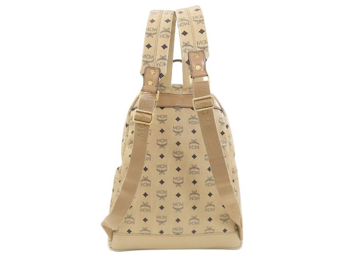 Mochila MCM com estampa total e tachas Bege - vista 2
