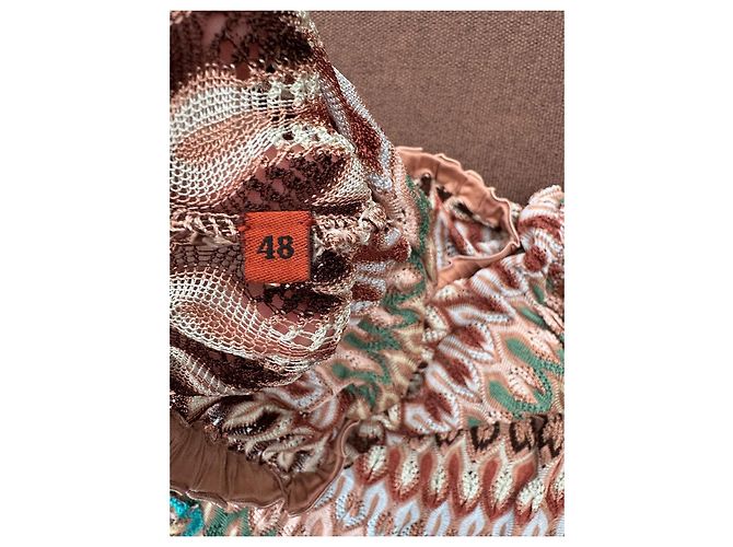Top de punto Missoni multicolor Castaño Blanco Beige Verde Azul claro - vista 3