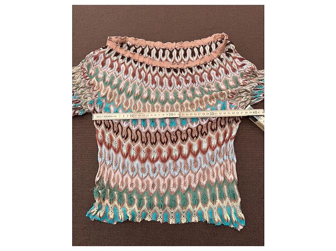 Top de punto Missoni multicolor Castaño Blanco Beige Verde Azul claro - vista 5
