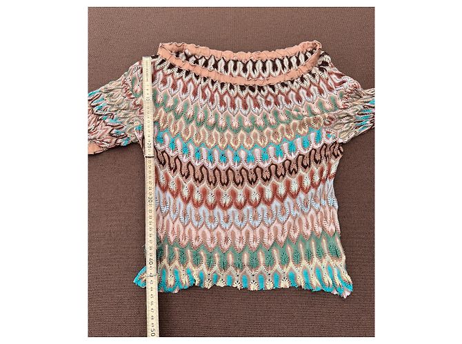 Top de punto Missoni multicolor Castaño Blanco Beige Verde Azul claro - vista 6