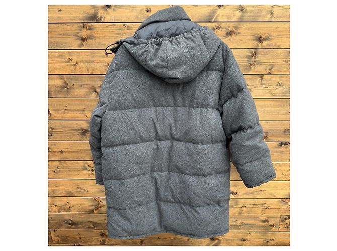 Moncler Grey Wool Blend Down Puffer Coat - view 2