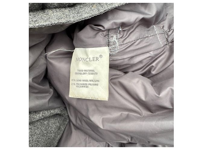 Moncler Grey Wool Blend Down Puffer Coat - view 4