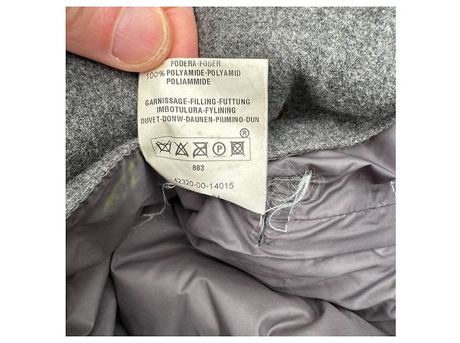 Moncler Grey Wool Blend Down Puffer Coat - view 5