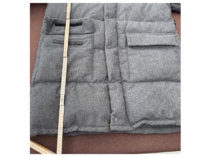 Moncler Grey Wool Blend Down Puffer Coat - view 8