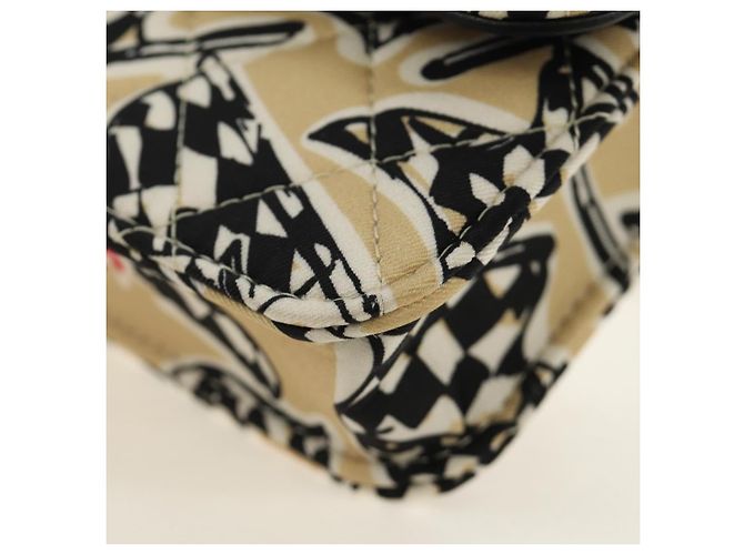 CHANEL Mini Matelasse Chain Shoulder Pouch Satin Beige Silver CC Auth 188736M Argento - vista 15