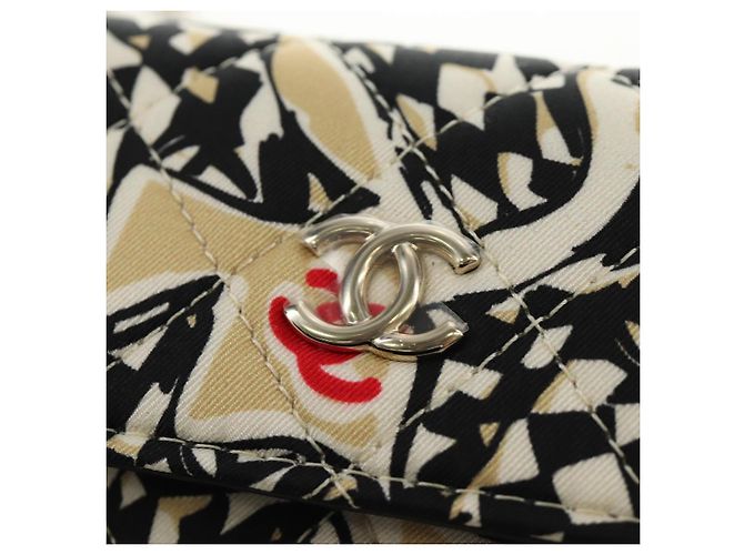 CHANEL Mini Matelasse Chain Shoulder Pouch Satin Beige Silver CC Auth 188736M Argento - vista 18