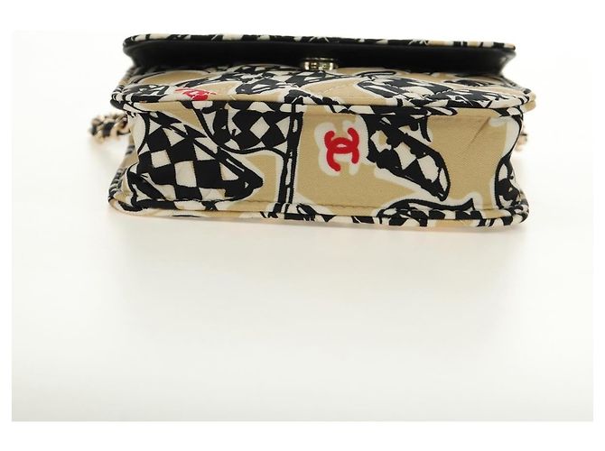 CHANEL Mini Matelasse Chain Shoulder Pouch Satin Beige Silver CC Auth 188736M Argento - vista 5