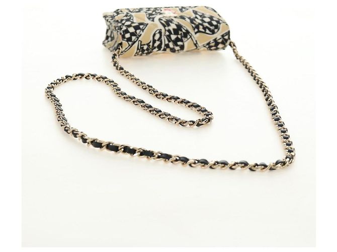 CHANEL Mini Matelasse Chain Shoulder Pouch Satin Beige Silver CC Auth 188736M Argento - vista 7