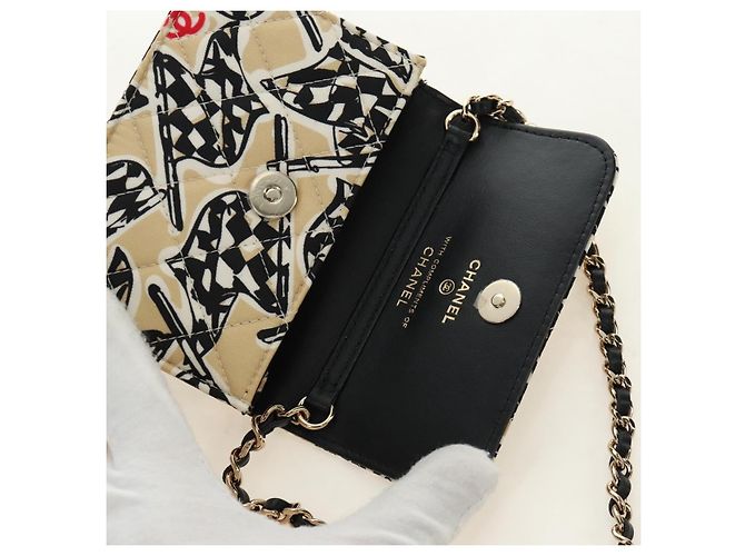 CHANEL Mini Matelasse Chain Shoulder Pouch Satin Beige Silver CC Auth 188736M Argento - vista 9