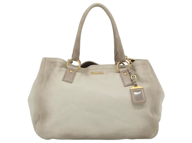 PRADA Tote Bag Leder 2way Beige Auth 188056 - Ansicht 13