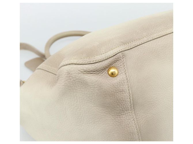 PRADA Tote Bag Leder 2way Beige Auth 188056 - Ansicht 18